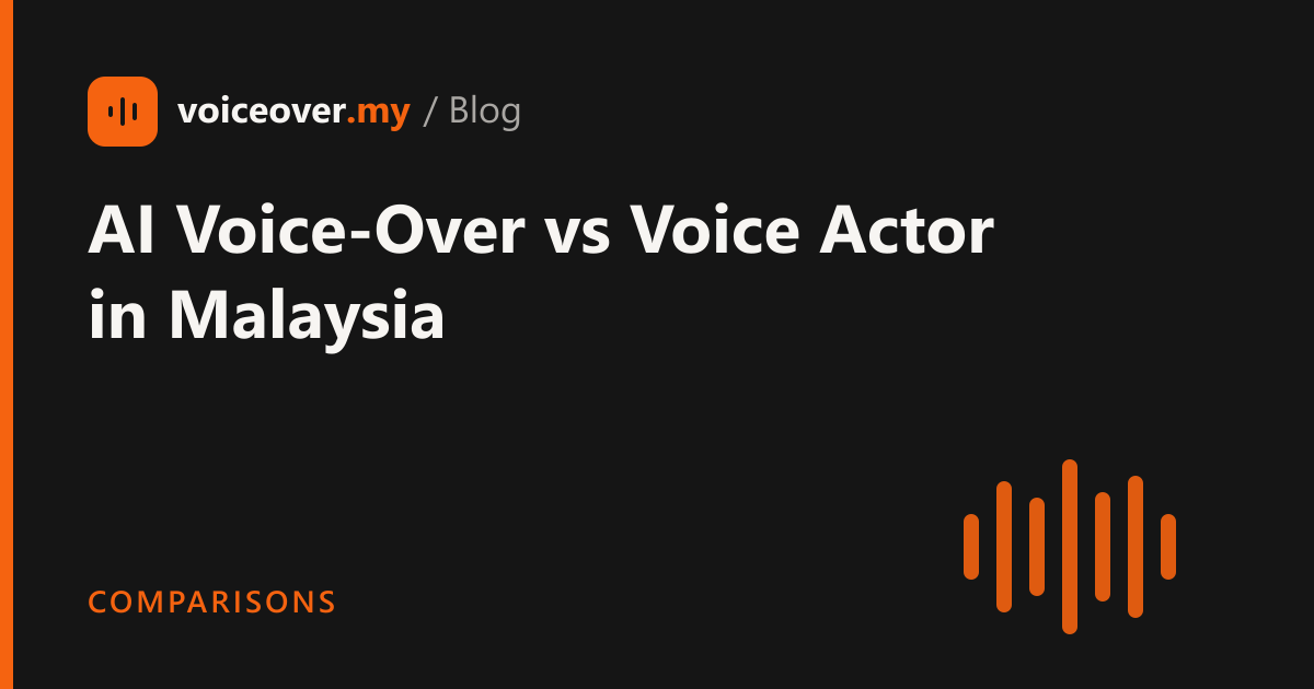 Two columns comparing an AI voice with a human voice actor on cost, speed and quality